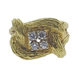 18k Gold Diamond Knot Ring