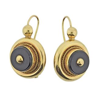Antique Victorian 18k Gold Onyx Earrings
