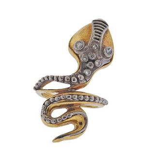 Zolotas Greece 18k Gold Diamond Snake Ring