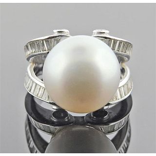 18k Gold Diamond  South Sea Pearl Ring