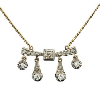 14k Gold Diamond Pendant Necklace 