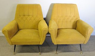 Pair of Yellow Midcentury Italian Lounge Chairs.