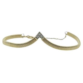 14k Gold Diamond V Shape Bracelet