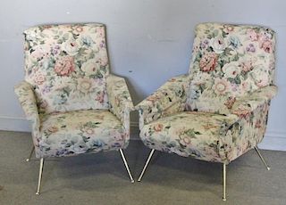Pair of 1960s Upholstered Italian Lounge Chairs.