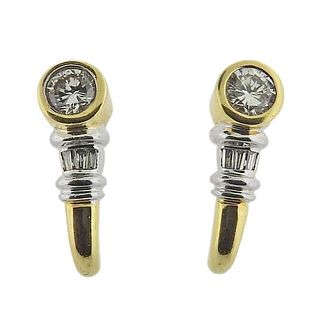 18k Two Tone Gold Diamond Earrings