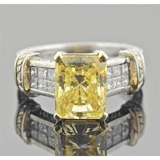 18k Gold Diamond Yellow CZ  Ring Setting