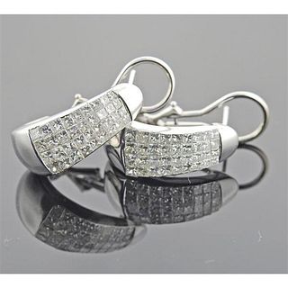 18k Gold Diamond Half Hoop Earrings