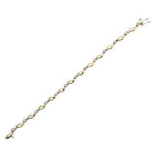 14k Two Tone Gold Wave Link Bracelet 