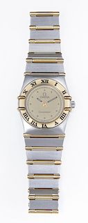 Lady's 18K Yellow Gold and Stainless Steel Omega C