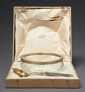 Cased French Sterling Serving Set, c. 1900, with a