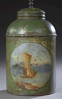 Large Tole Tea Urn, 19th c., with a reserve of a b