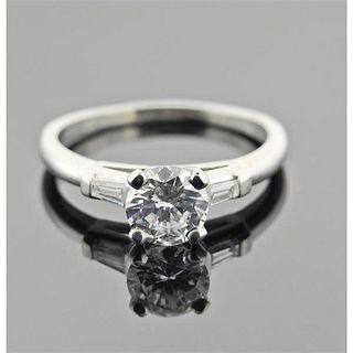 GIA  1.06 G VS1  Round Diamond Platinum Engagement Ring