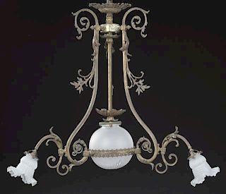 French Gilt Bronze Louis XV Style Four Light Chand