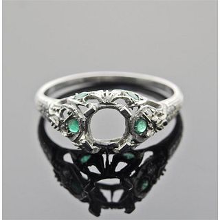 Art Deco Platinum Emerald Engagement Ring Mounting