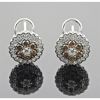14k Gold Fancy White Diamond Cluster Earrings