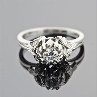 Mid Century 18k Gold Diamond Engagement Ring