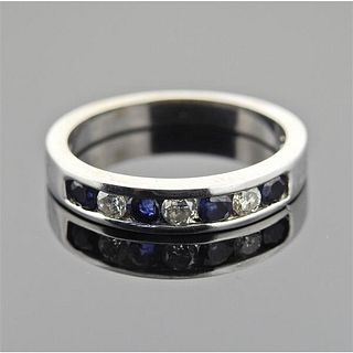 14k Gold Diamond Sapphire Band Ring