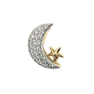 14k Gold Diamond Moon Pendant 