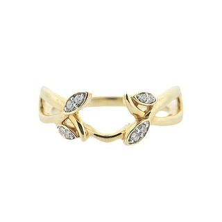 14k Gold Diamond Leaf Motif Ring