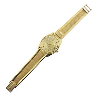 Vintage Longines 18k Gold Conquest Automatic Watch 