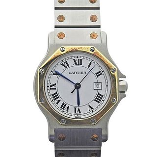 Vintage Cartier Santos Two Tone Octagon Automatic Watch 2966