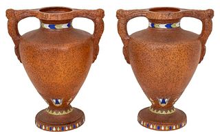 Art Deco Egyptian Revival Vases, 1920s, Pair