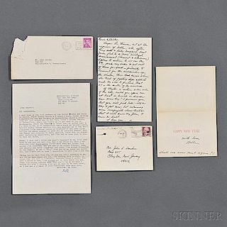 Lee, Nelle Harper (b. 1926) One Typed Letter Signed, One Autograph Letter Signed, One Christmas Card Signed, 1960 and 1972.