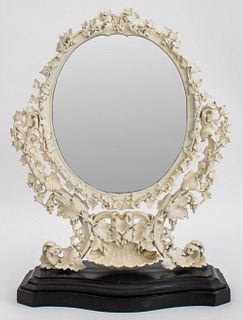 Victorian Cast Iron Vanity Mirror on Marble Base