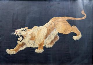 Japanese Meiji? Embroidery of a Crouching Tiger.