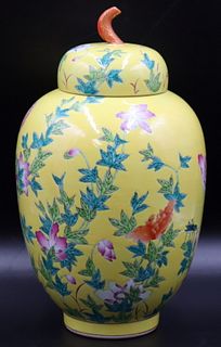 Sgnd Chinese Famille Rose Gourd Form Lidded Vase.