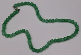 JEWELRY. Chinese Carved Jade Beaded Necklace.