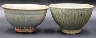 (2) Chinese Ming? Celadon Crackle Glaze Bowls.