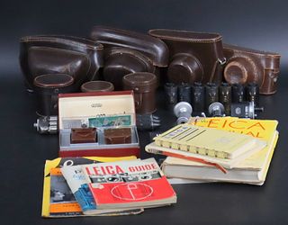 Vintage Leica Camera Accessories and Books.