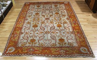 Antique And Finely Hand Woven Oushak / Serapi ?