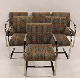 6 Mies Van Der Rohe Bruno Chrome Chairs.