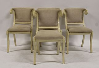 Set of Four (4) White Chairs Style of Springer