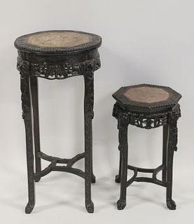 2 Finely Carved Chinese Hardwood Stands with