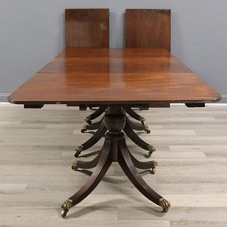 19th Century Mahogany Triple Pedestal Table.