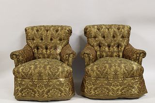 A Vintage Pair Of Edward Ferrell Upholstered Club