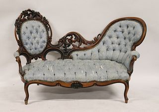 Victorian Rococo Carved Hump Back Sofa.