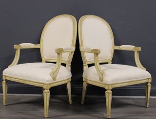 A Vintage Pair of Painted Louis XV1 Style Chairs.