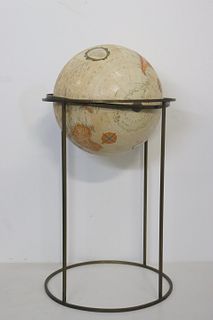 Midcentury Paul McCobb Style Globe on Brass Stand.
