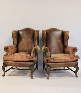 A Vintage & Quality Pair of Leather Upholstered