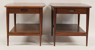 Midcentury Pair of One Drawer Side Tables.