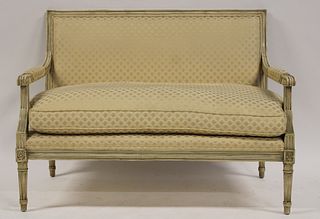 Vintage Louis XV1 Style White Painted Settee.
