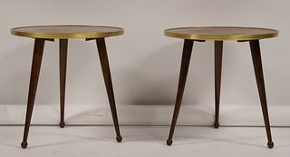 A Pair Of Brass Trim Side Tables.