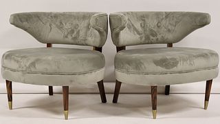 A Midcentury Style Pair of Upholstered Club Chairs