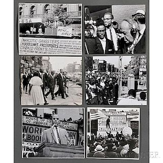Malcolm X (1925-1965) Thirteen Photographs Taken Speaking at Rallies by Robert Haggins (1922-2006)