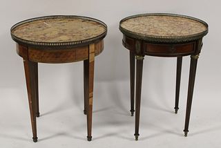 2 Antique Continental Marbletop Builloitte Tables