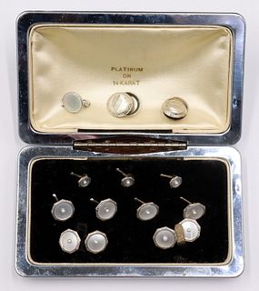 JEWELRY. Platinum Topped 14kt Gold Cufflink and